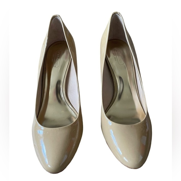 Coach Q 1769 Nala Nude Patent Leather Heels Size 9 - Picture 3 of 9